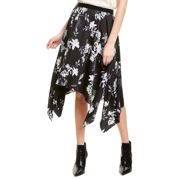 BCBGMaxAzria Black and White Floral Midi Skirt - Picture 2 of 5